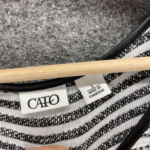 5/$45 Cato Sweater Pullover Women L Large White Striped Knit Long Sleeve Cotton - Picture 5 of 9